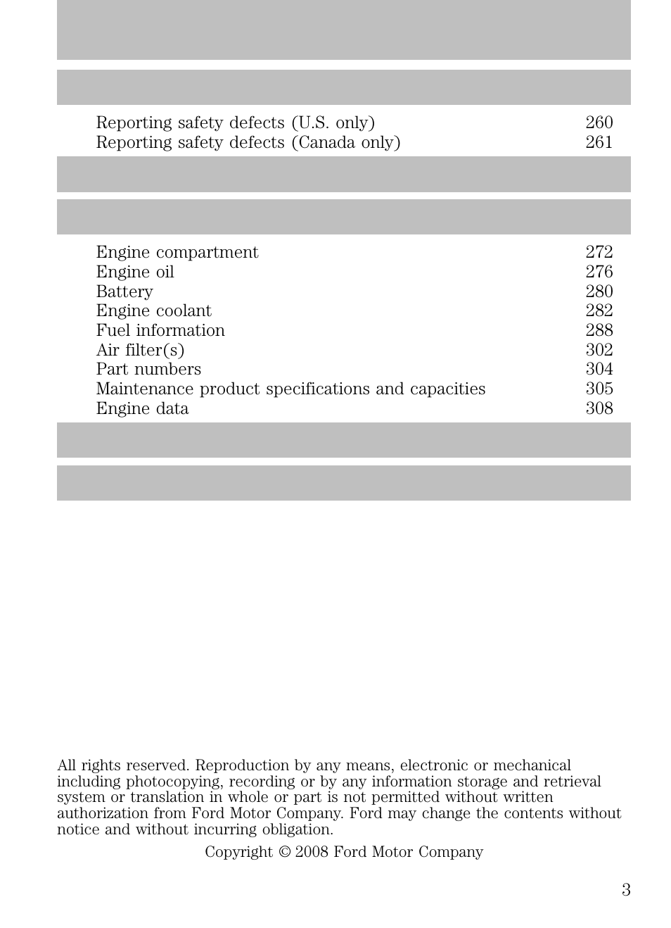 FORD 2009 Escape v.1 User Manual | Page 3 / 318