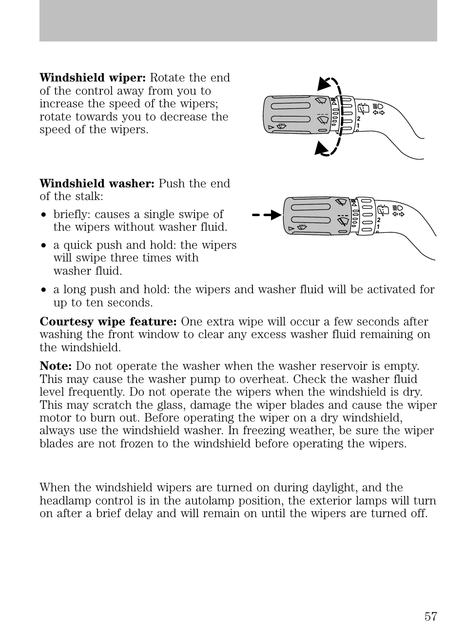 Driver controls, Multi-function lever | FORD 2009 Escape v.1 User Manual | Page 57 / 318