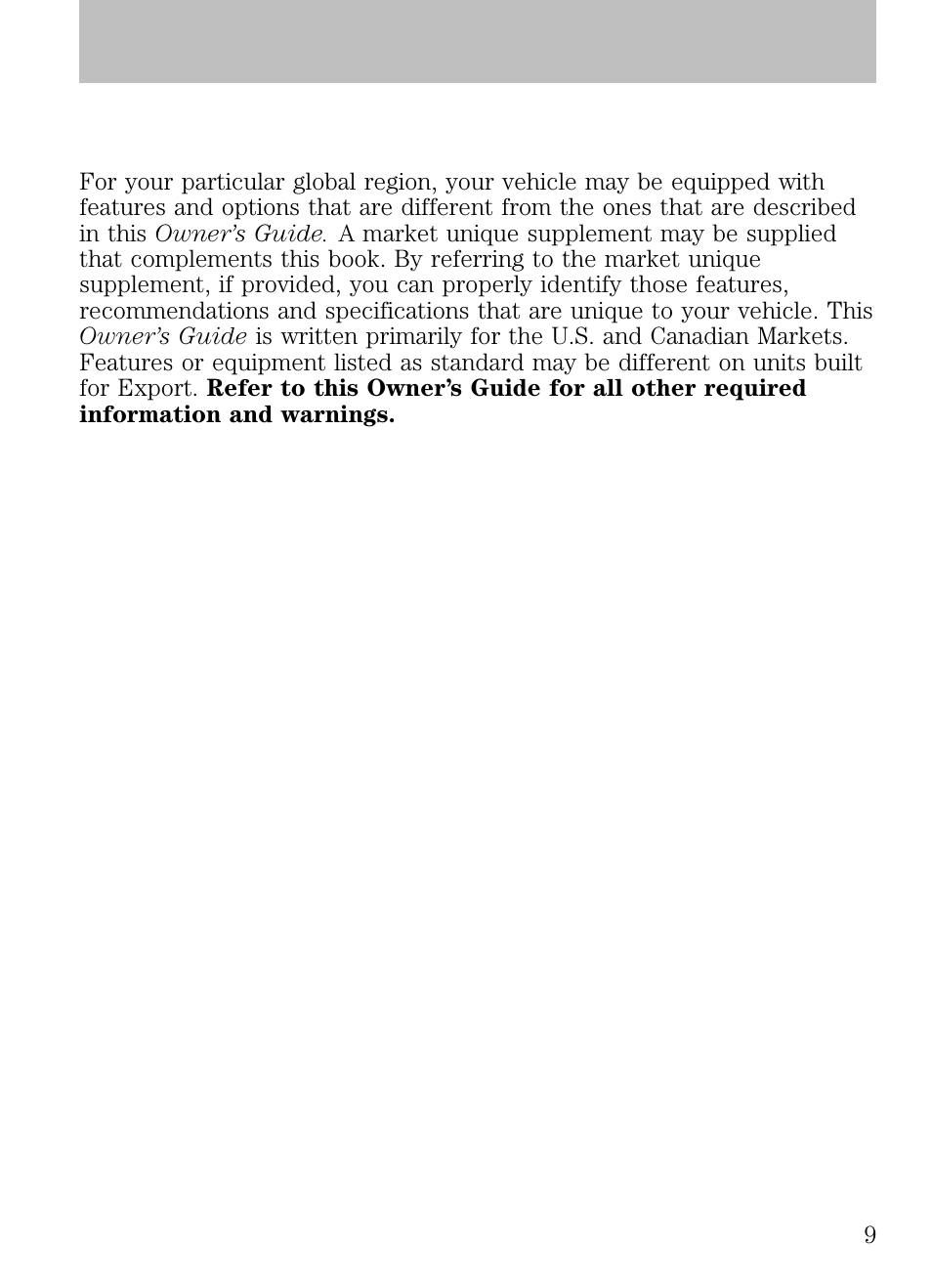 Introduction | FORD 2009 Escape v.1 User Manual | Page 9 / 318