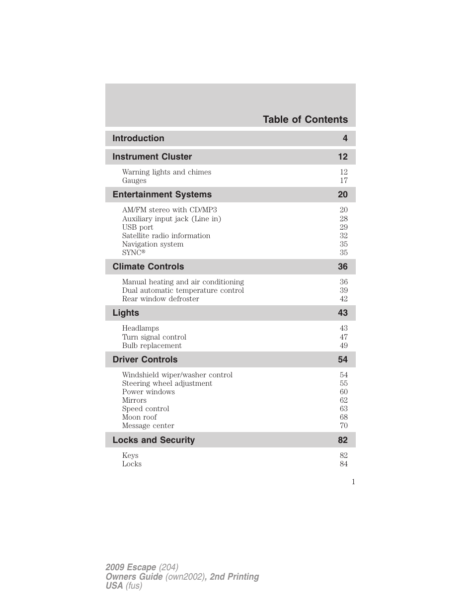 FORD 2009 Escape v.2 User Manual | 310 pages