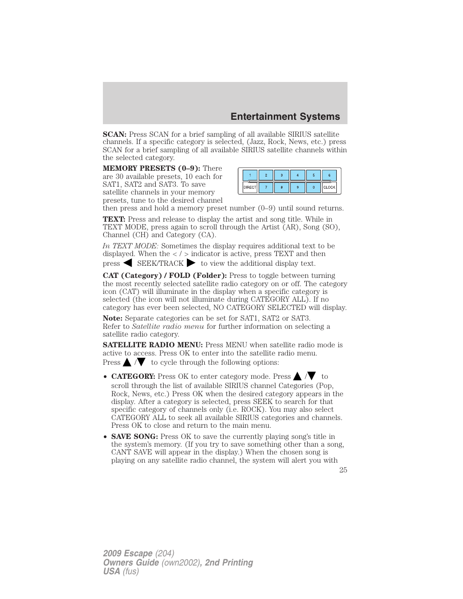 Entertainment systems | FORD 2009 Escape v.2 User Manual | Page 25 / 310