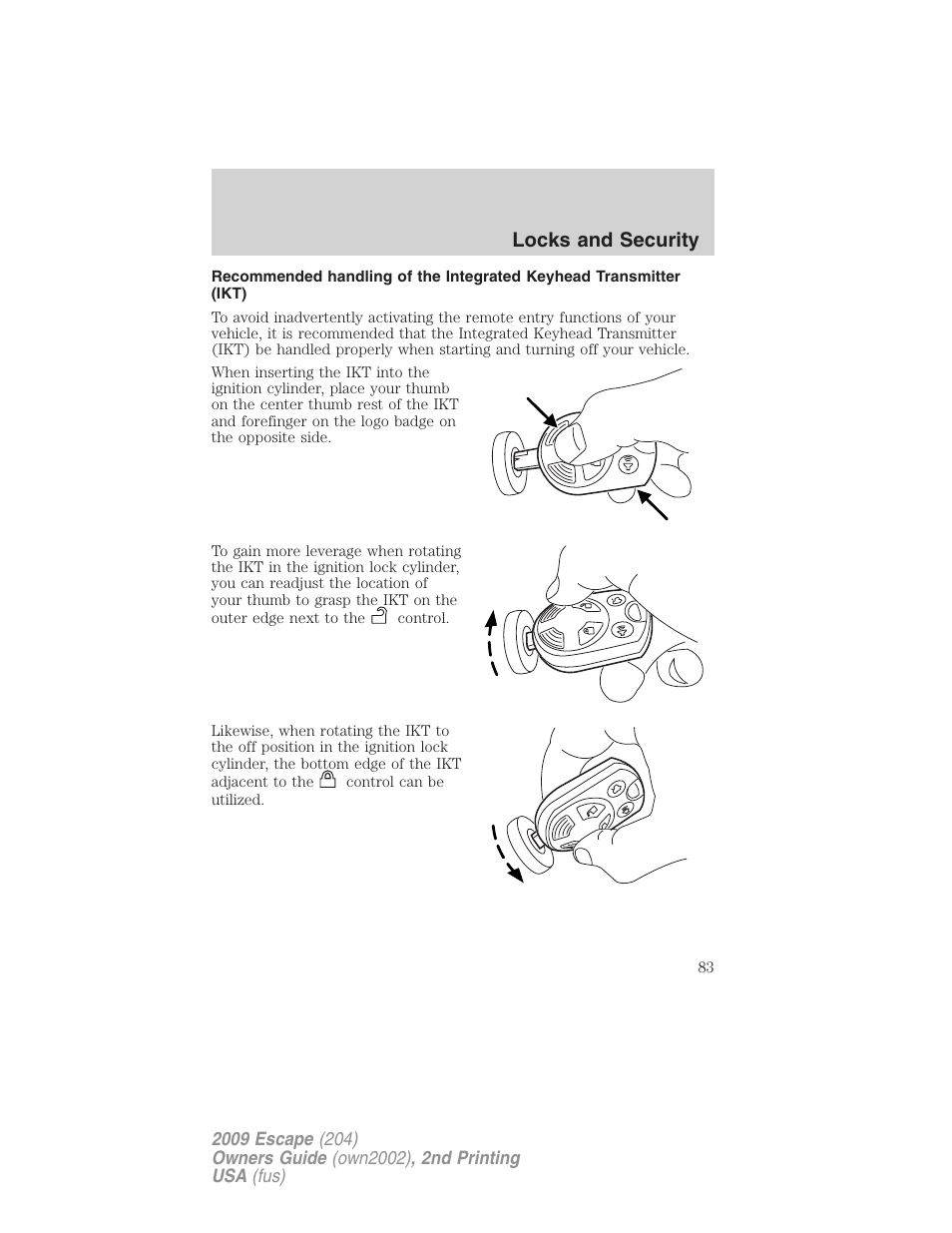 Locks and security | FORD 2009 Escape v.2 User Manual | Page 83 / 310