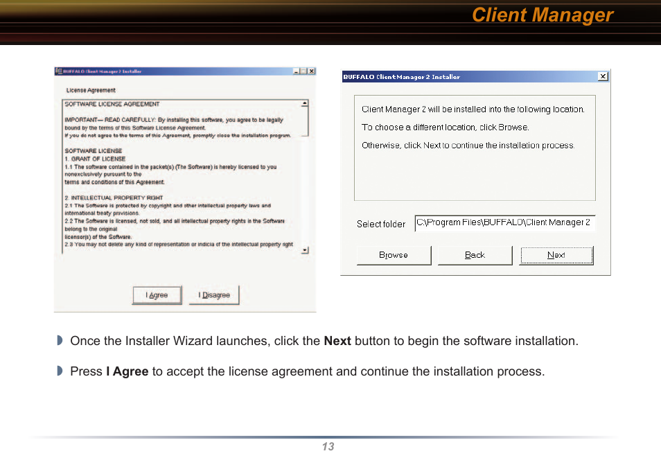 Client manager | Buffalo Technology WLI2-PCI-G54 User Manual | Page 13 / 40