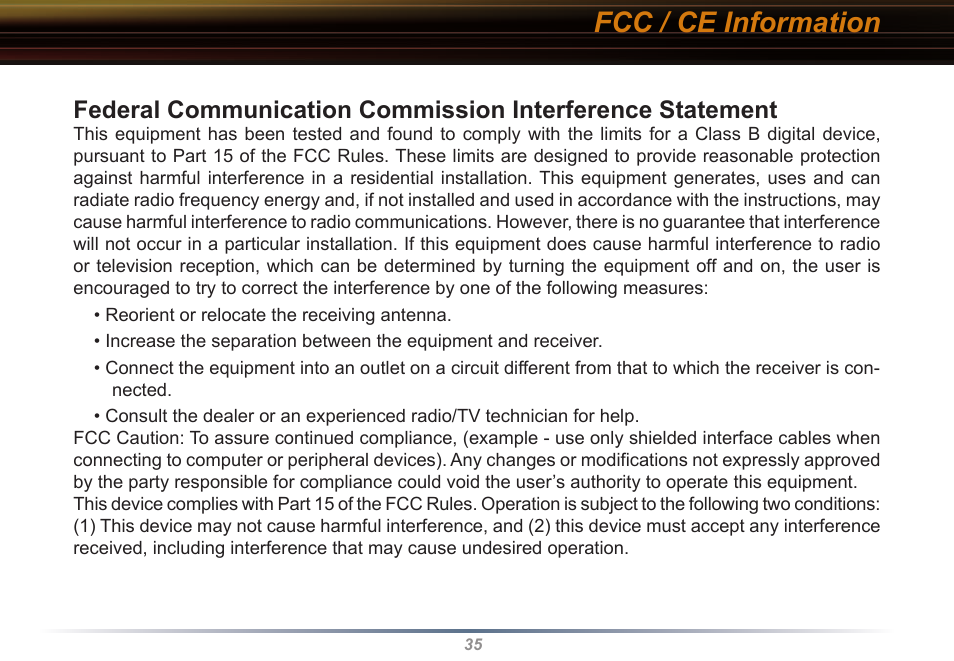 Fcc / ce information | Buffalo Technology WLI2-PCI-G54 User Manual | Page 35 / 40