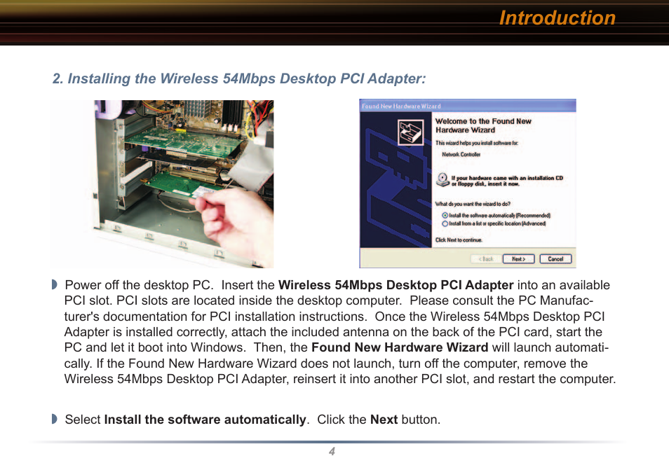Introduction | Buffalo Technology WLI2-PCI-G54 User Manual | Page 4 / 40