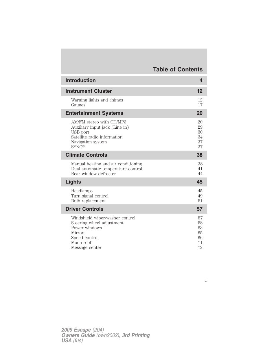 FORD 2009 Escape v.3 User Manual | 320 pages