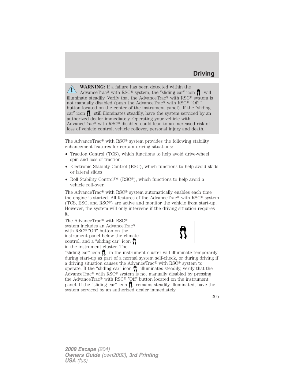 Driving | FORD 2009 Escape v.3 User Manual | Page 205 / 320