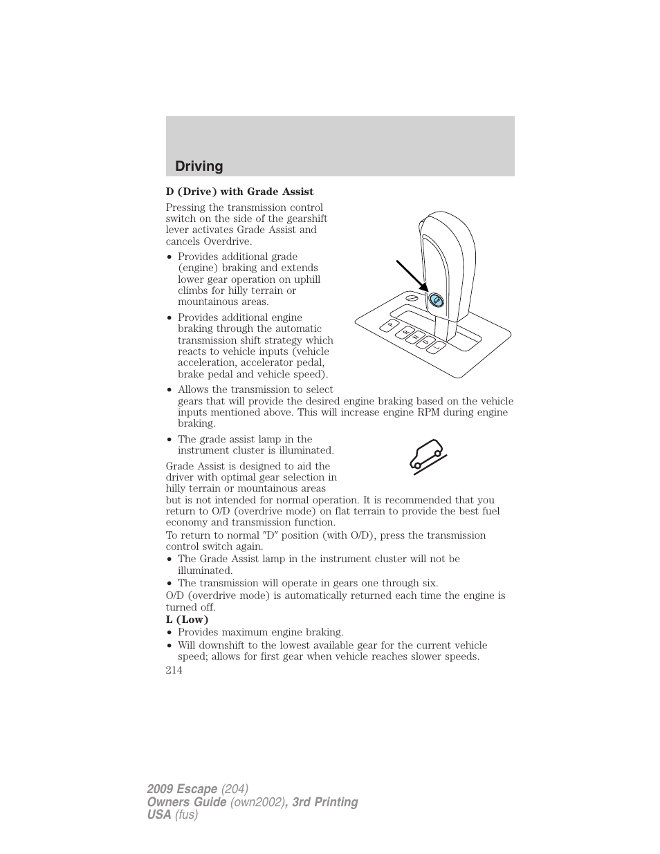 Driving | FORD 2009 Escape v.3 User Manual | Page 214 / 320