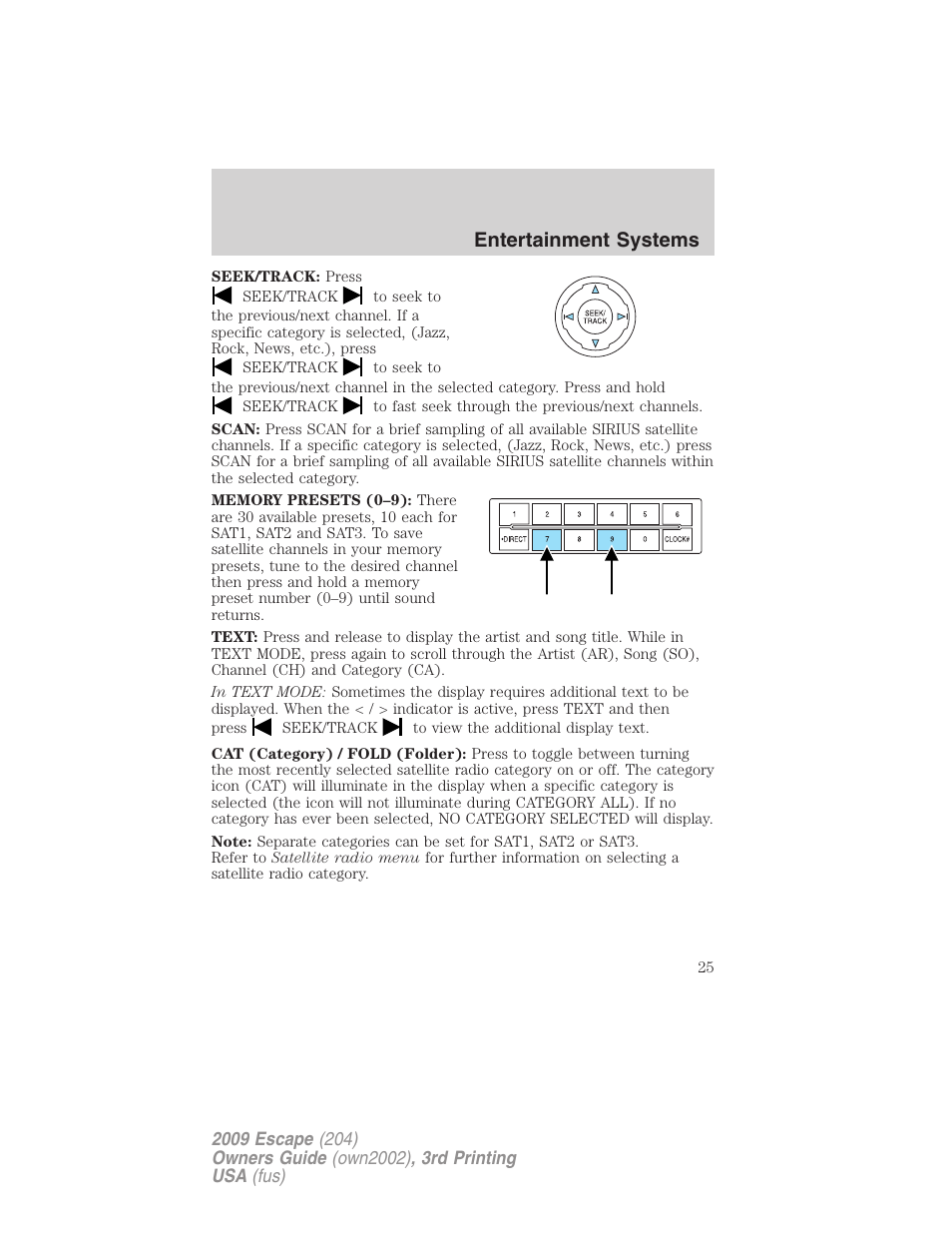 Entertainment systems | FORD 2009 Escape v.3 User Manual | Page 25 / 320