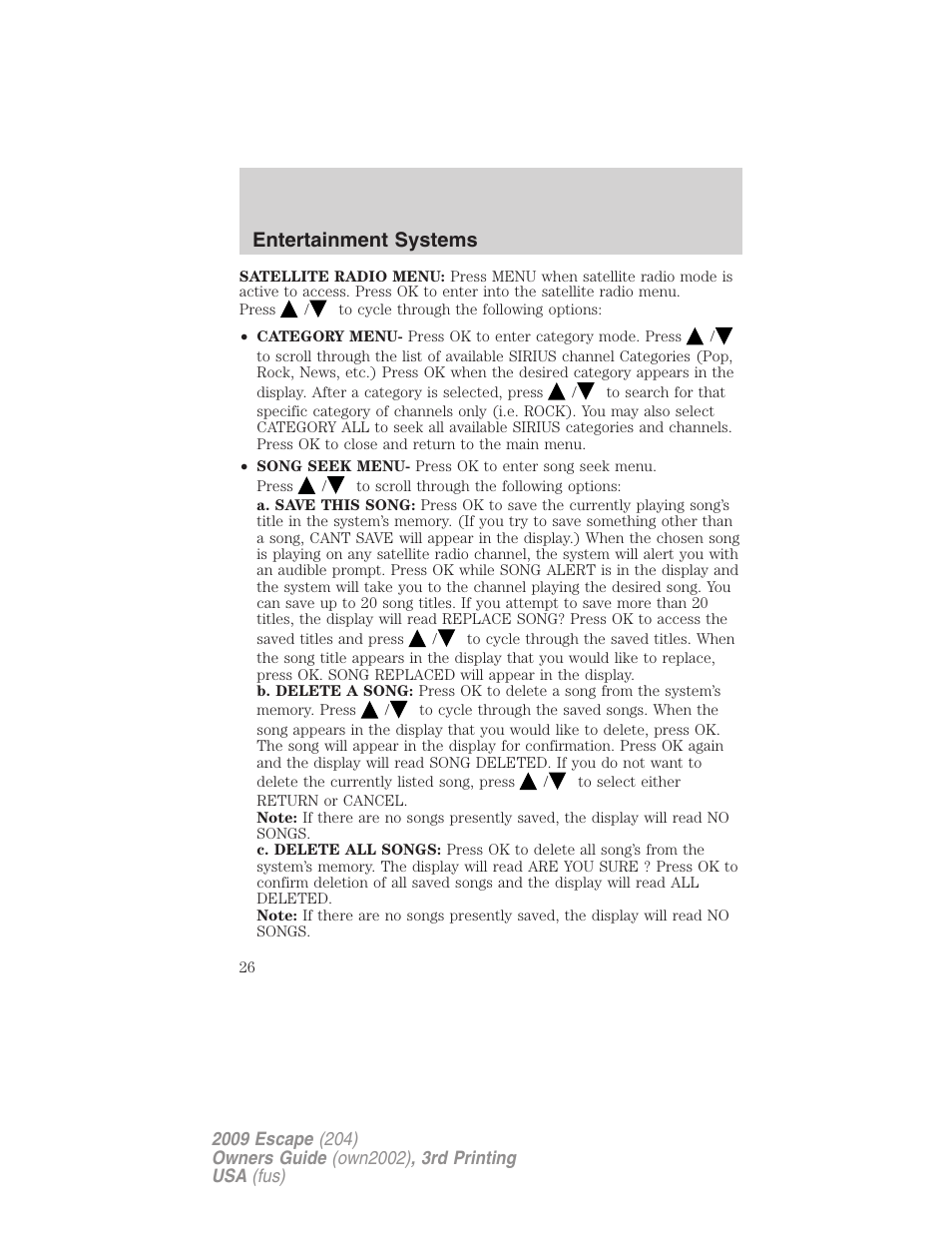 Entertainment systems | FORD 2009 Escape v.3 User Manual | Page 26 / 320