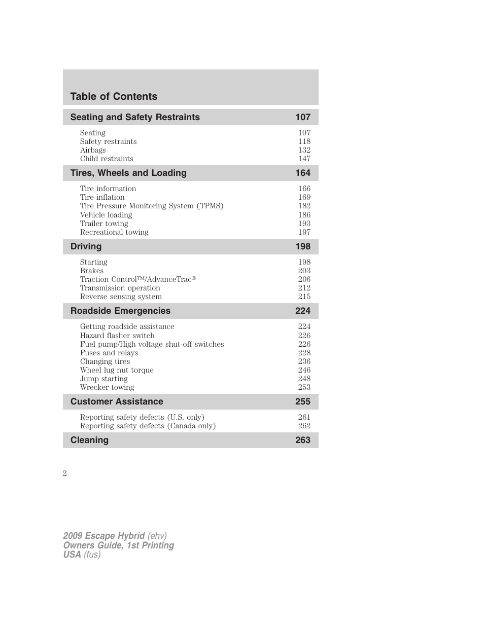 FORD 2009 Escape Hybrid v.1 User Manual | Page 2 / 333