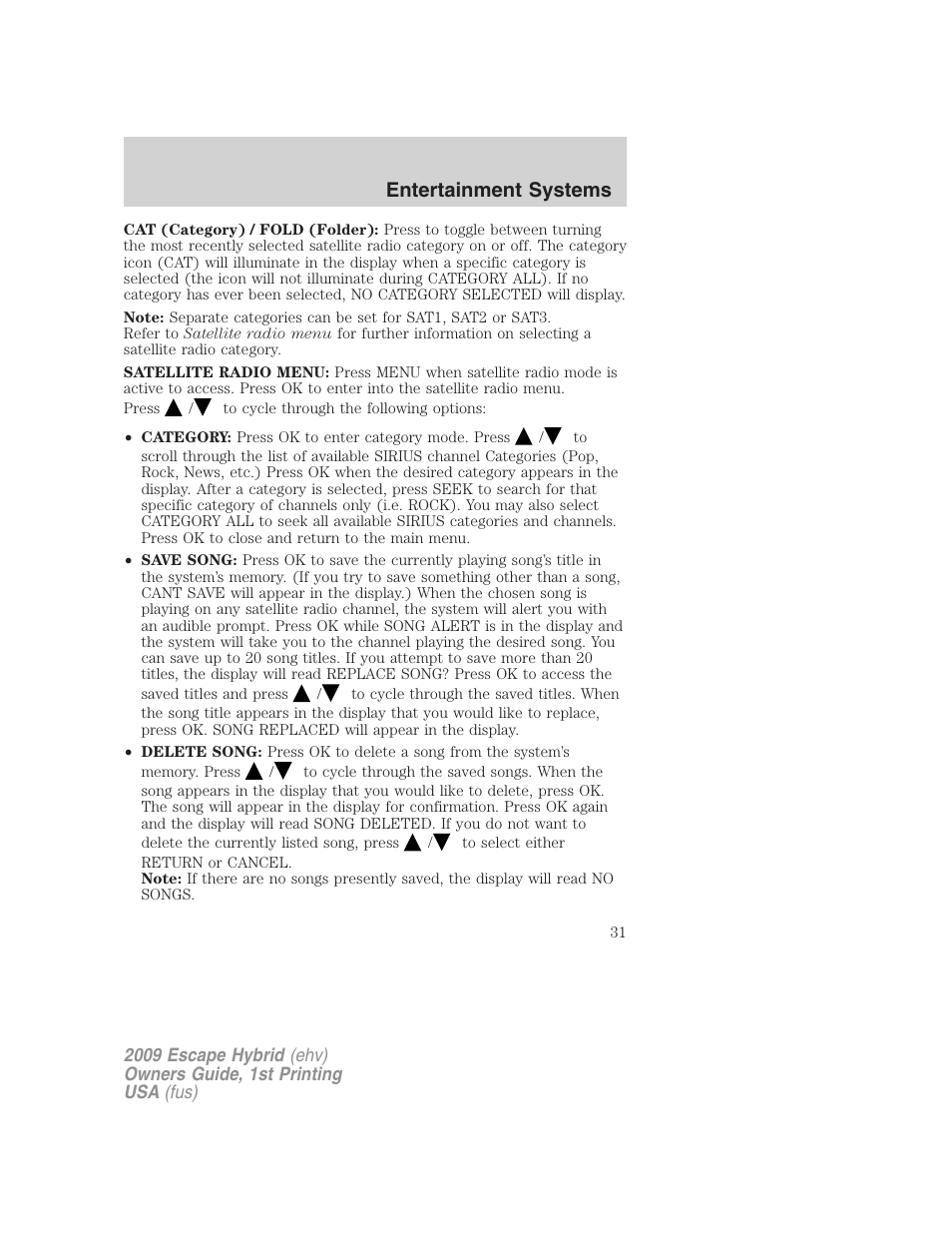 Entertainment systems | FORD 2009 Escape Hybrid v.1 User Manual | Page 31 / 333