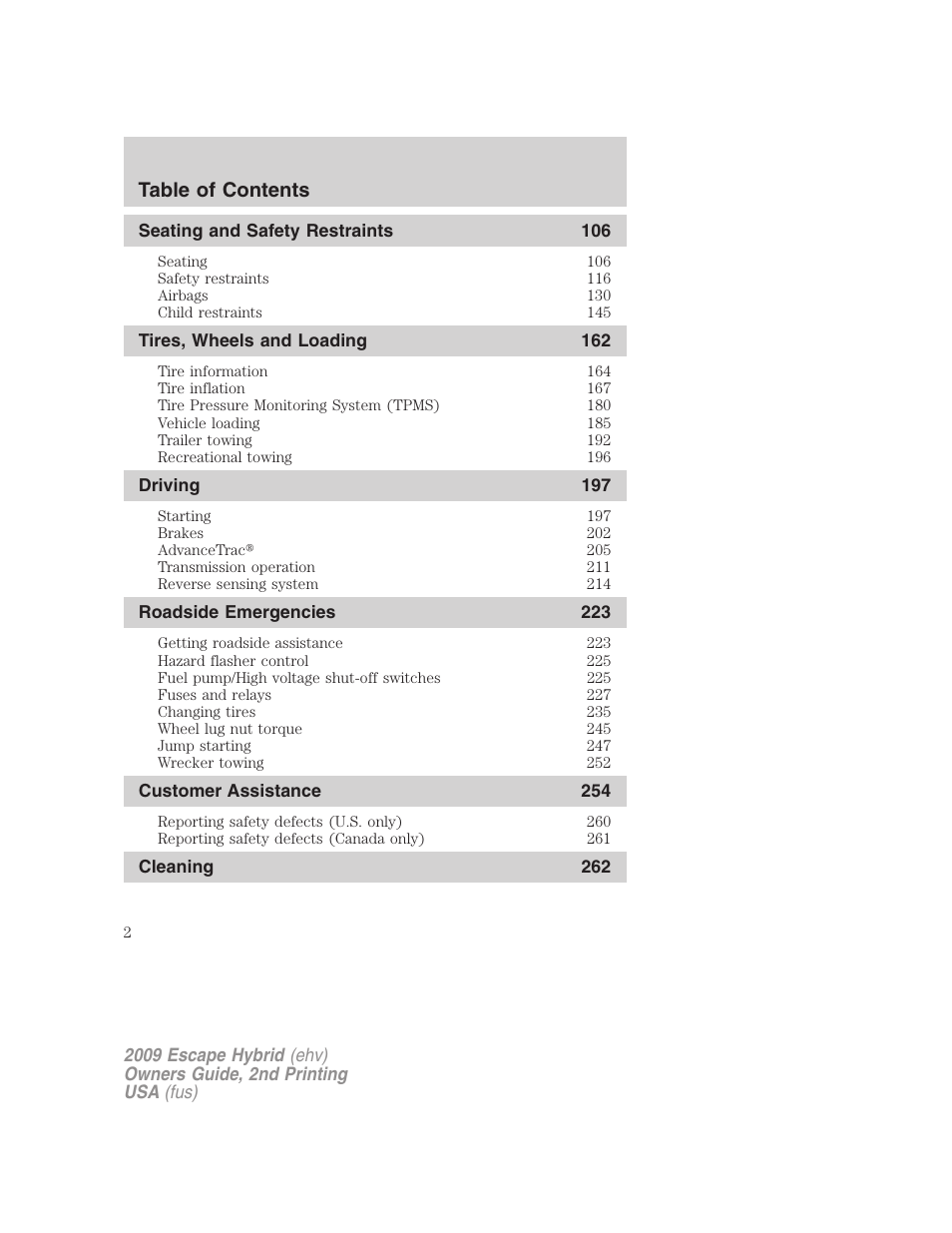 FORD 2009 Escape Hybrid v.2 User Manual | Page 2 / 332