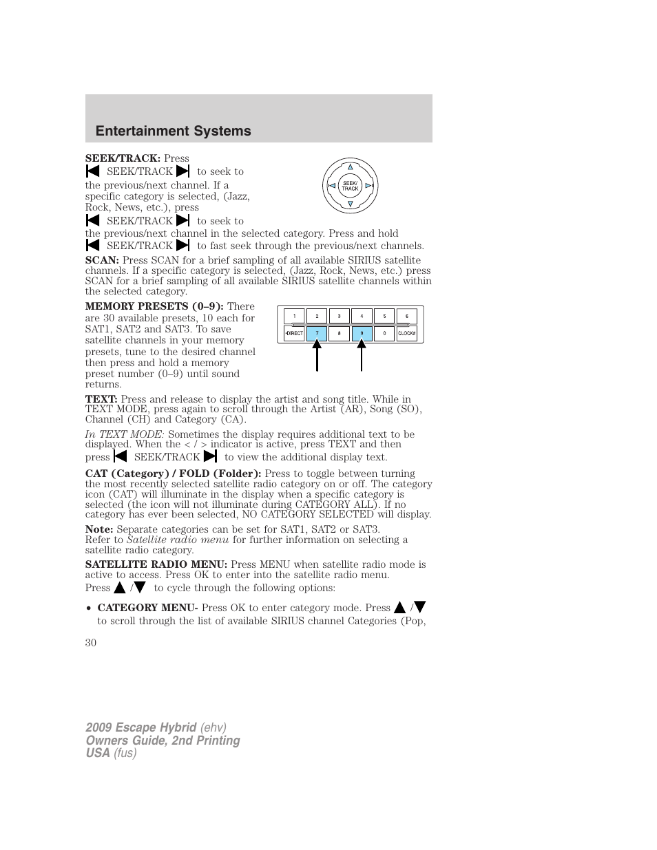 Entertainment systems | FORD 2009 Escape Hybrid v.2 User Manual | Page 30 / 332