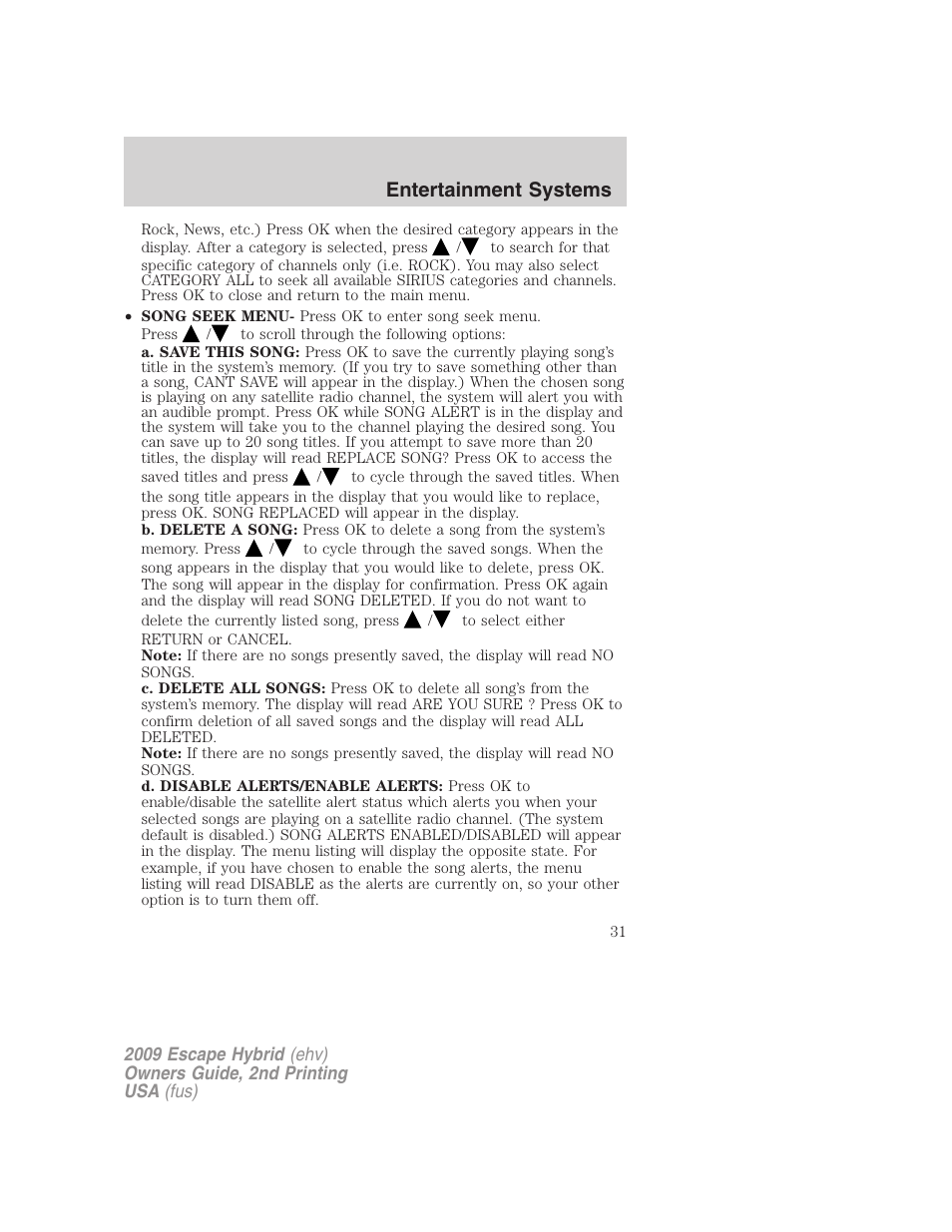 Entertainment systems | FORD 2009 Escape Hybrid v.2 User Manual | Page 31 / 332