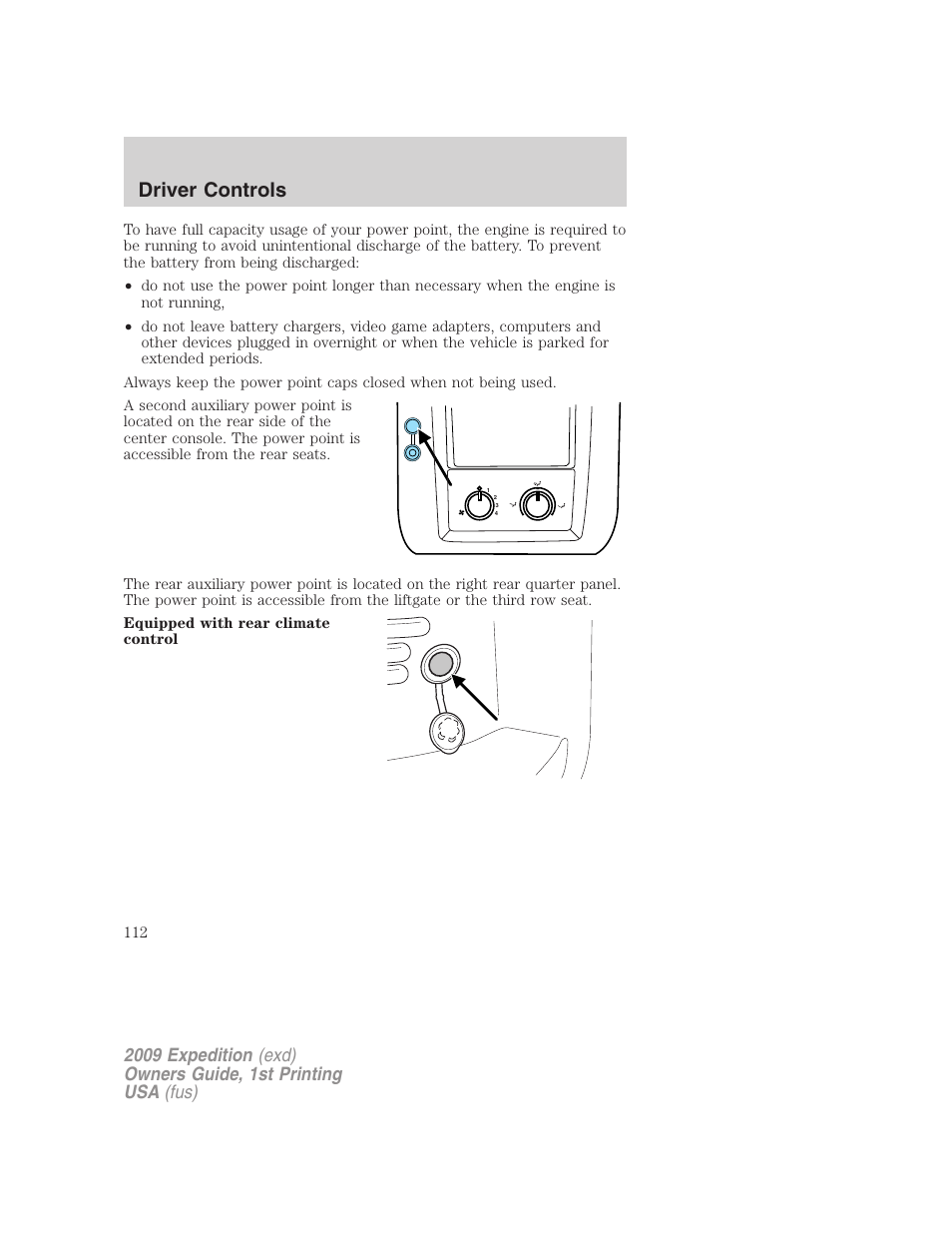 Driver controls | FORD 2009 Expedition v.1 User Manual | Page 112 / 416