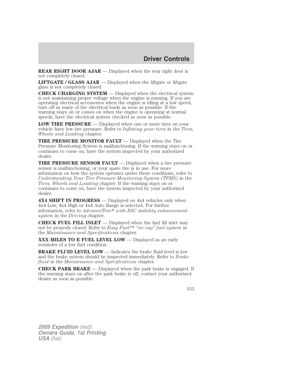 Driver controls | FORD 2009 Expedition v.1 User Manual | Page 153 / 416
