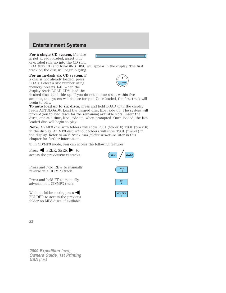 Entertainment systems | FORD 2009 Expedition v.1 User Manual | Page 22 / 416