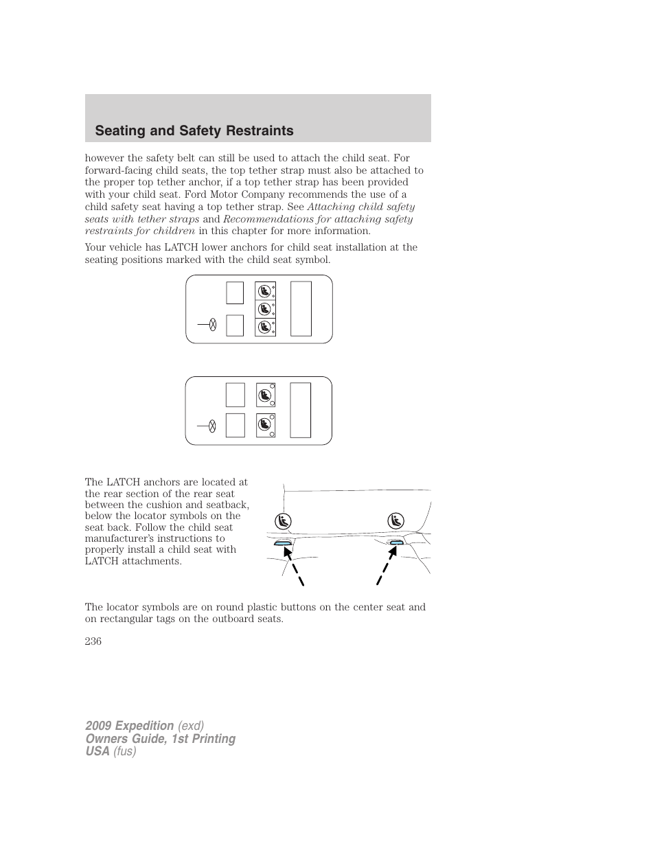 Seating and safety restraints | FORD 2009 Expedition v.1 User Manual | Page 236 / 416