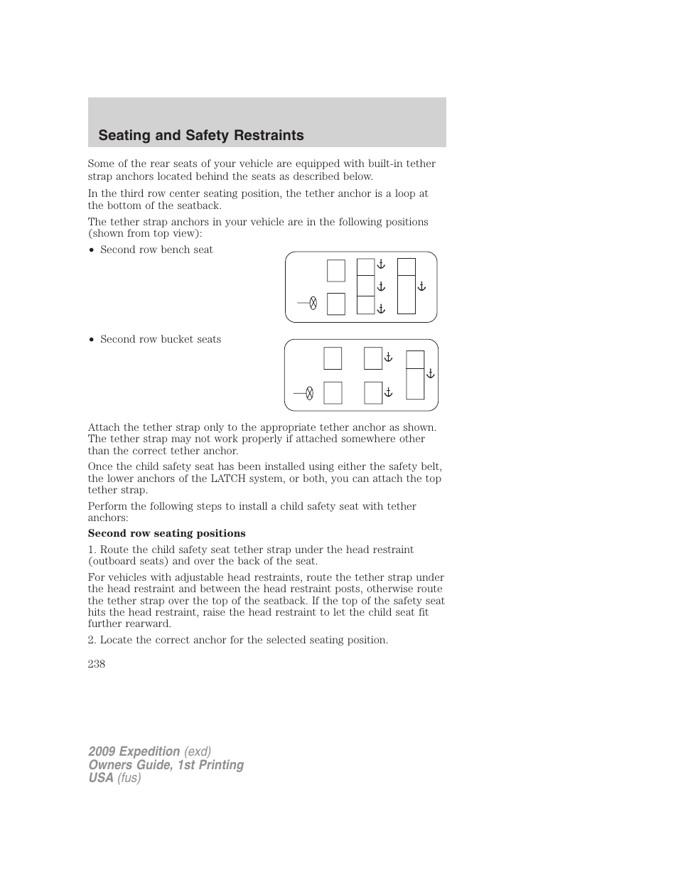 Seating and safety restraints | FORD 2009 Expedition v.1 User Manual | Page 238 / 416