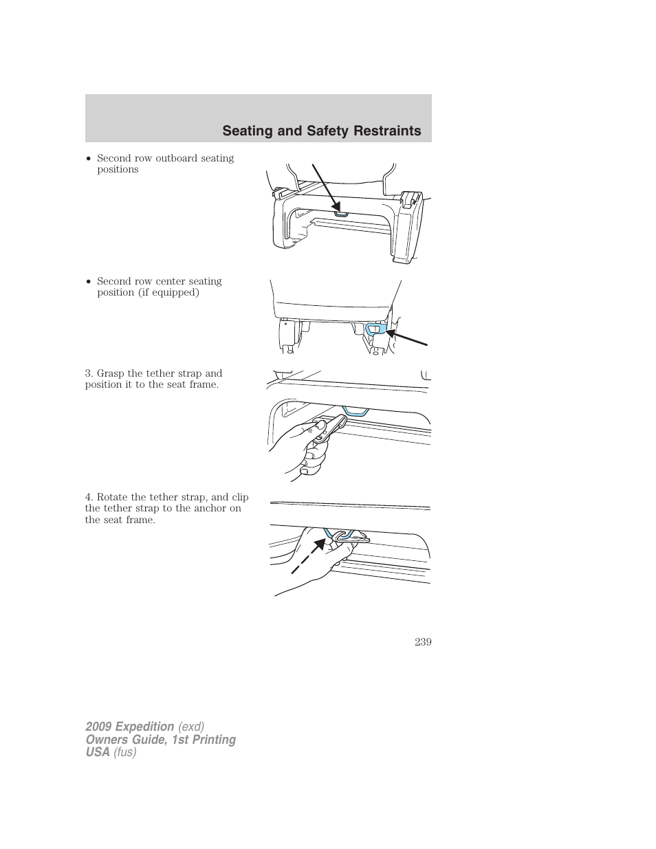 Seating and safety restraints | FORD 2009 Expedition v.1 User Manual | Page 239 / 416