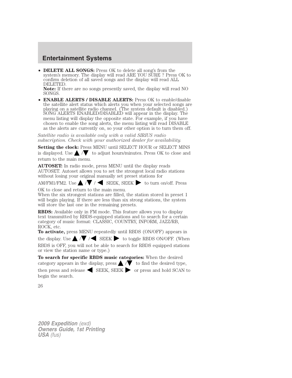 Entertainment systems | FORD 2009 Expedition v.1 User Manual | Page 26 / 416