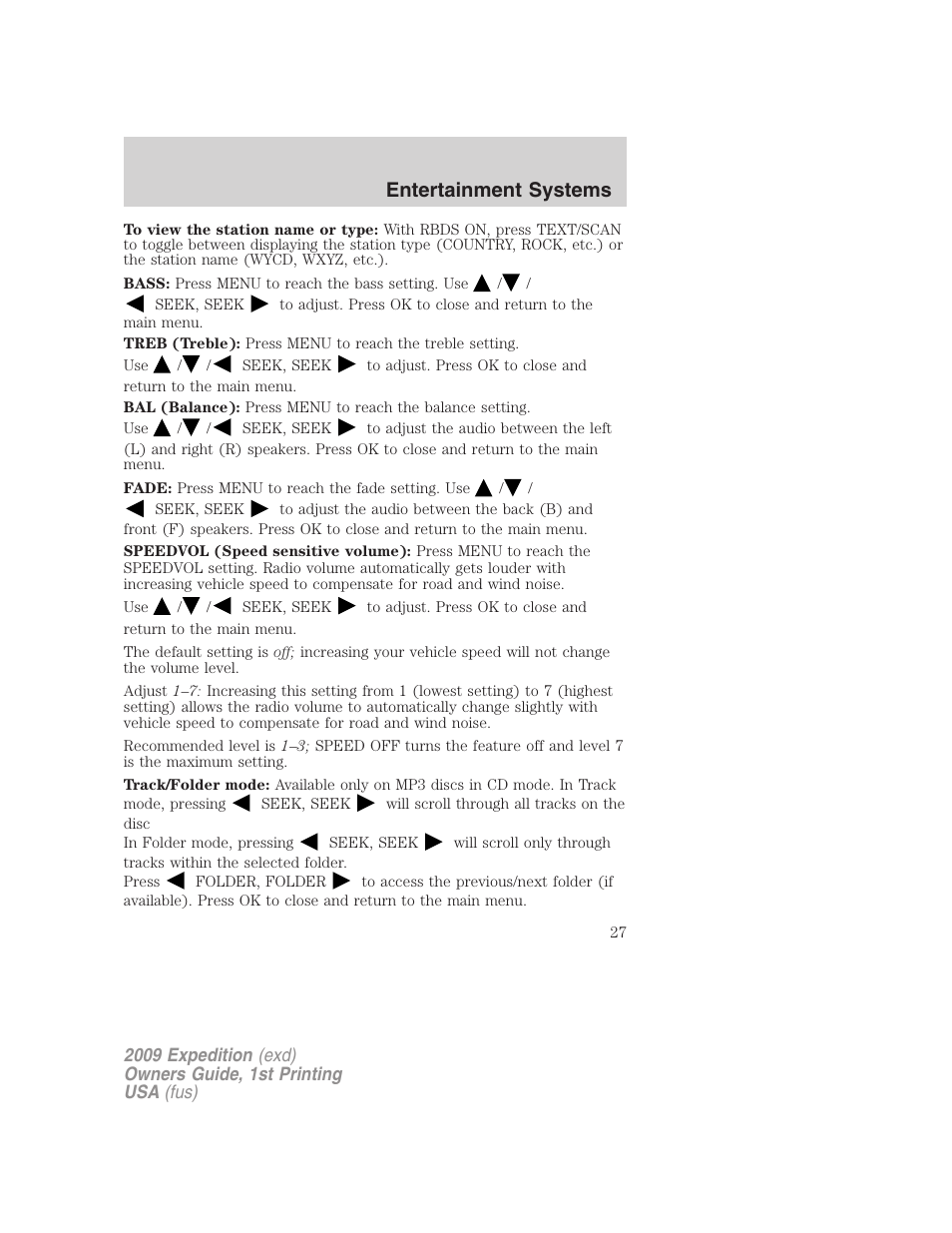 Entertainment systems | FORD 2009 Expedition v.1 User Manual | Page 27 / 416