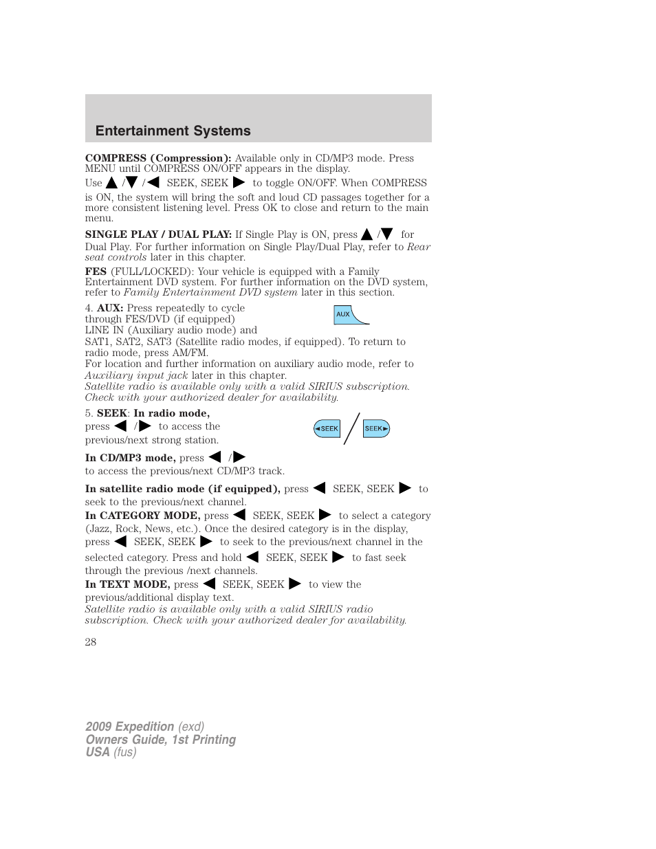 Entertainment systems | FORD 2009 Expedition v.1 User Manual | Page 28 / 416
