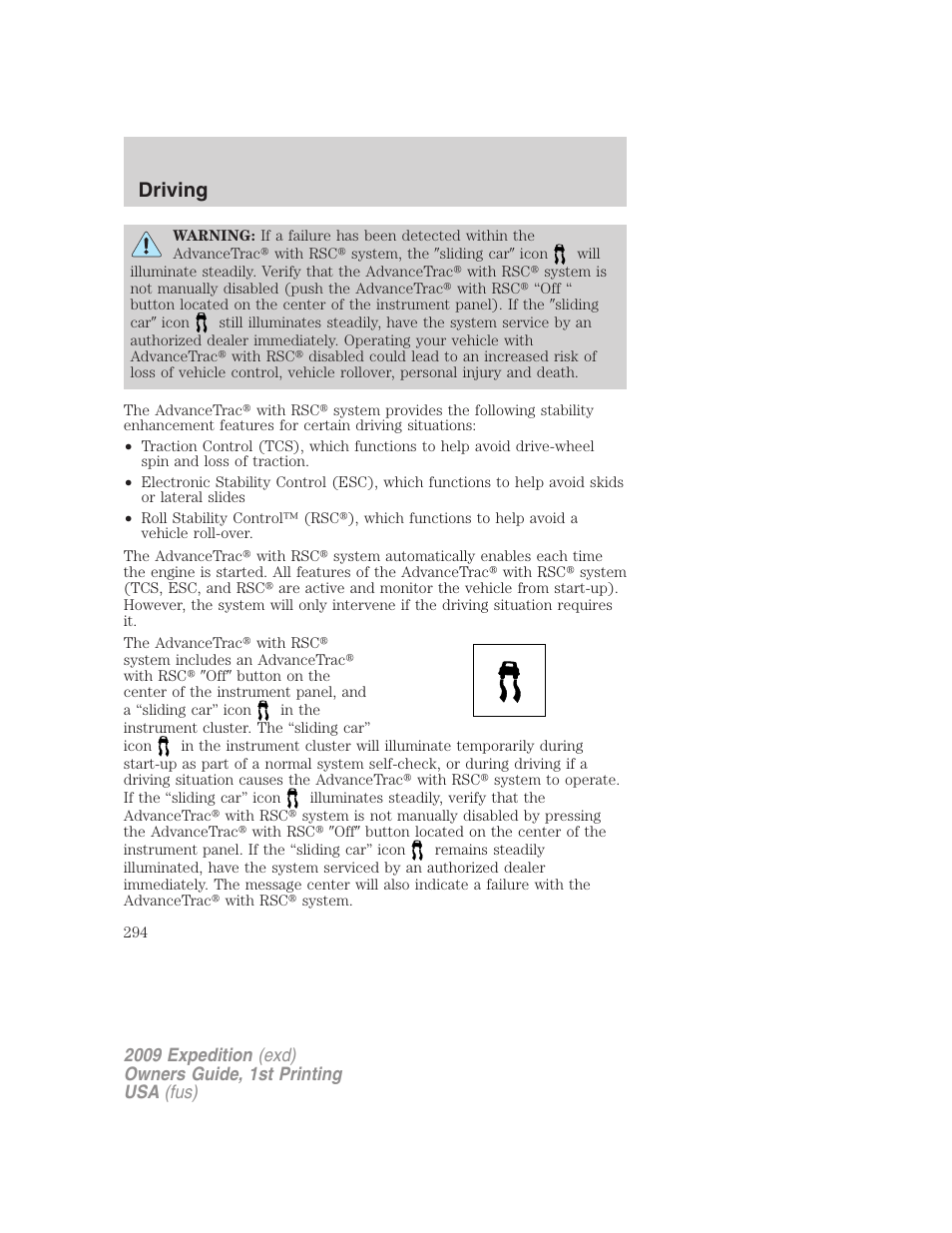 Driving | FORD 2009 Expedition v.1 User Manual | Page 294 / 416