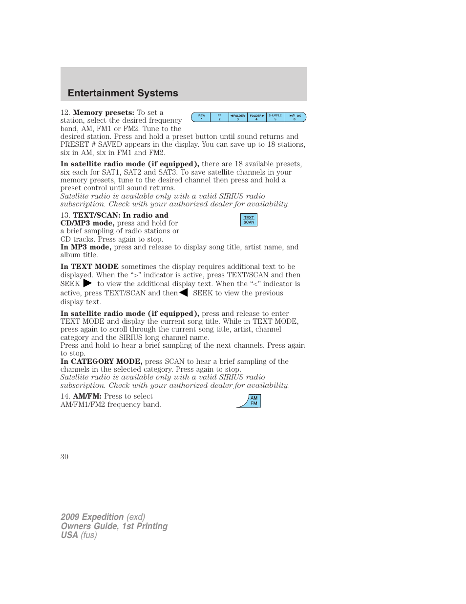 Entertainment systems | FORD 2009 Expedition v.1 User Manual | Page 30 / 416