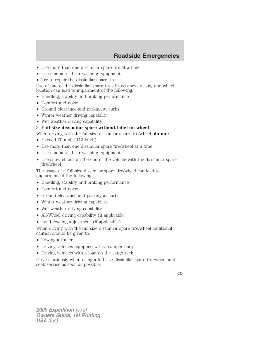 Roadside emergencies | FORD 2009 Expedition v.1 User Manual | Page 333 / 416