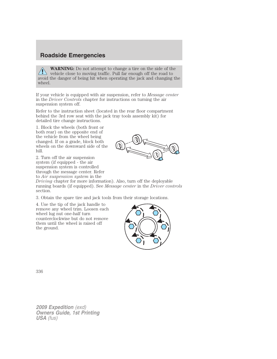 Roadside emergencies | FORD 2009 Expedition v.1 User Manual | Page 336 / 416