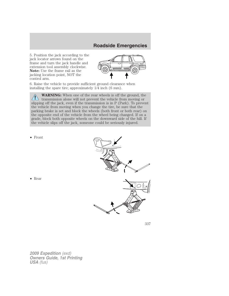 Roadside emergencies | FORD 2009 Expedition v.1 User Manual | Page 337 / 416