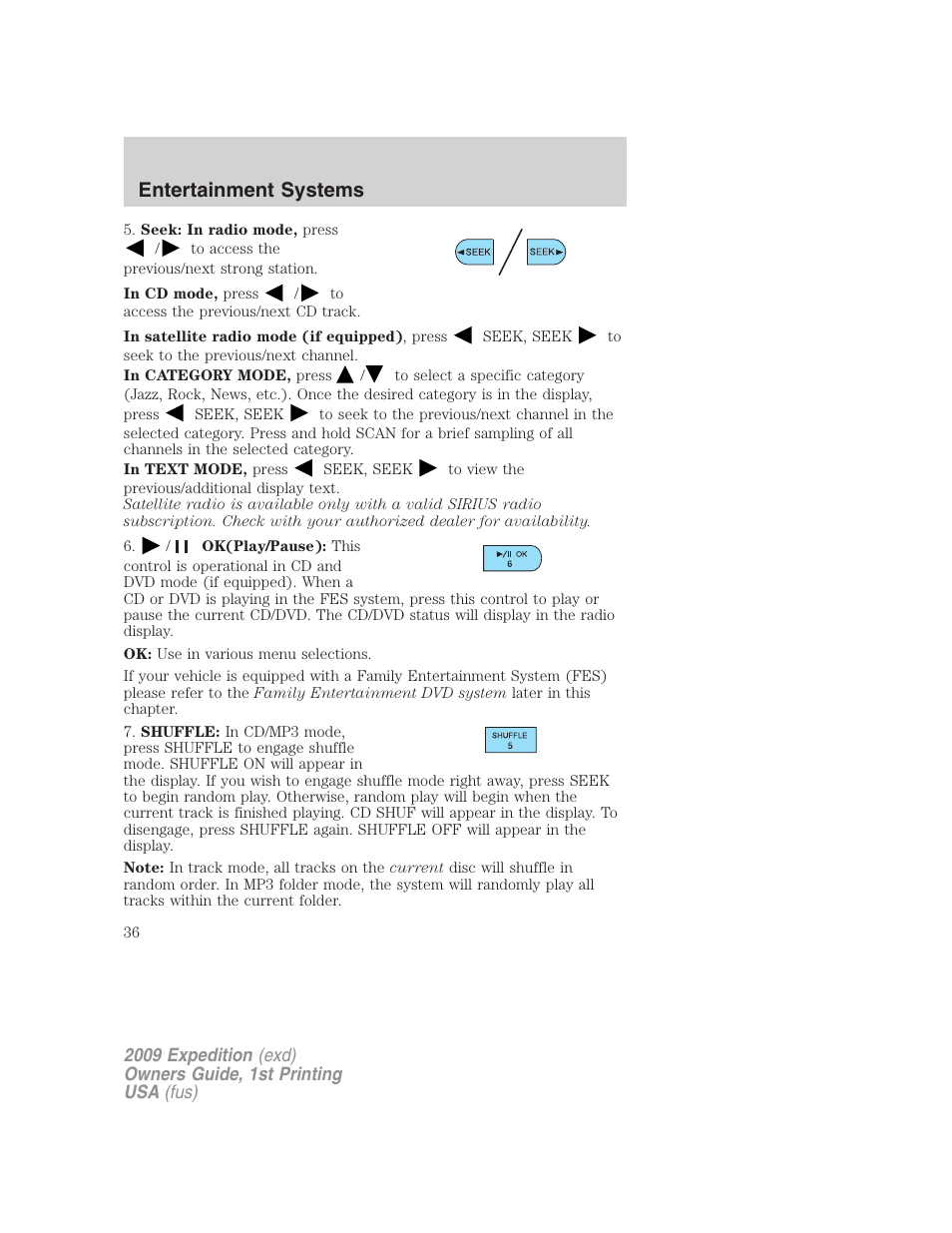 Entertainment systems | FORD 2009 Expedition v.1 User Manual | Page 36 / 416