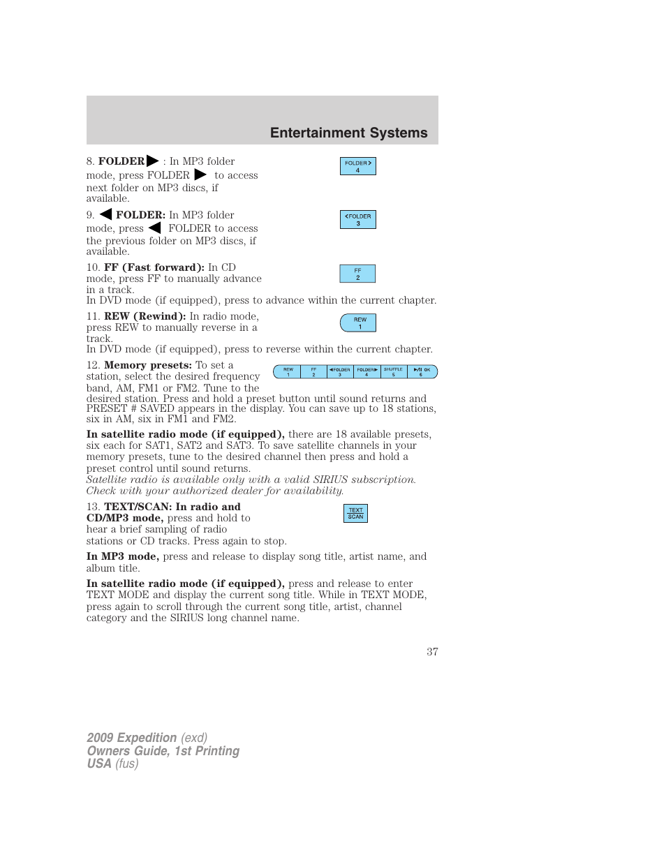 Entertainment systems | FORD 2009 Expedition v.1 User Manual | Page 37 / 416