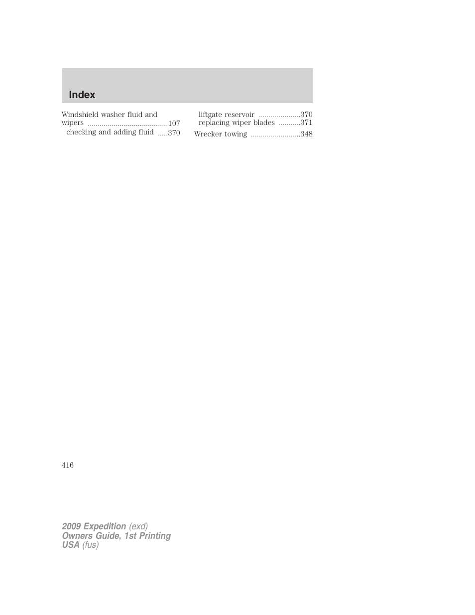 Index | FORD 2009 Expedition v.1 User Manual | Page 416 / 416