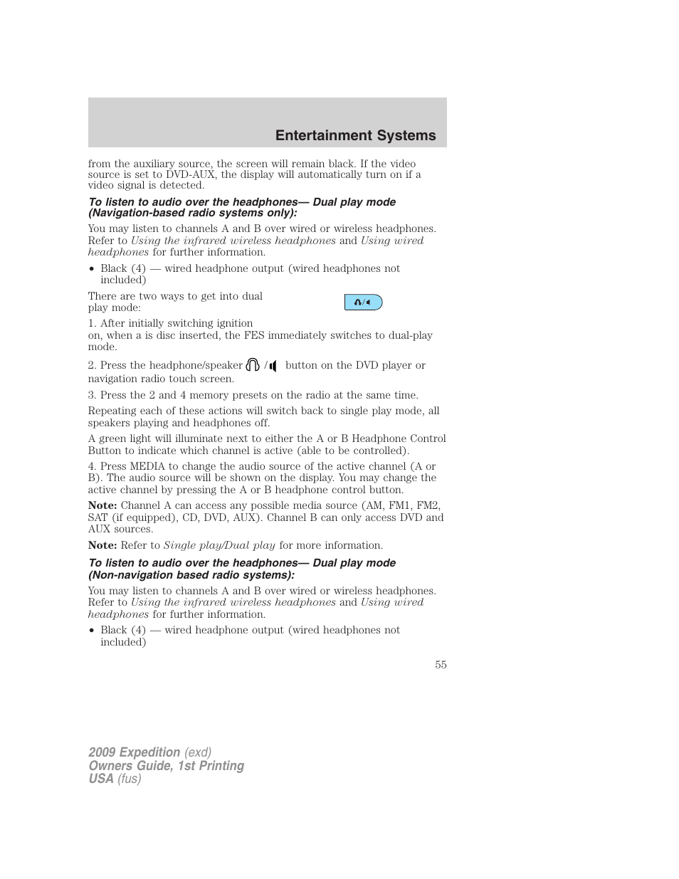 Entertainment systems | FORD 2009 Expedition v.1 User Manual | Page 55 / 416