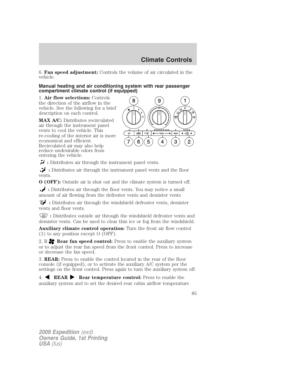 Climate controls | FORD 2009 Expedition v.1 User Manual | Page 85 / 416