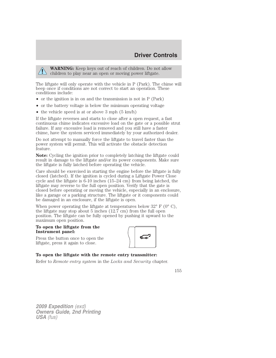 Driver controls | FORD 2009 Expedition v.2 User Manual | Page 155 / 415