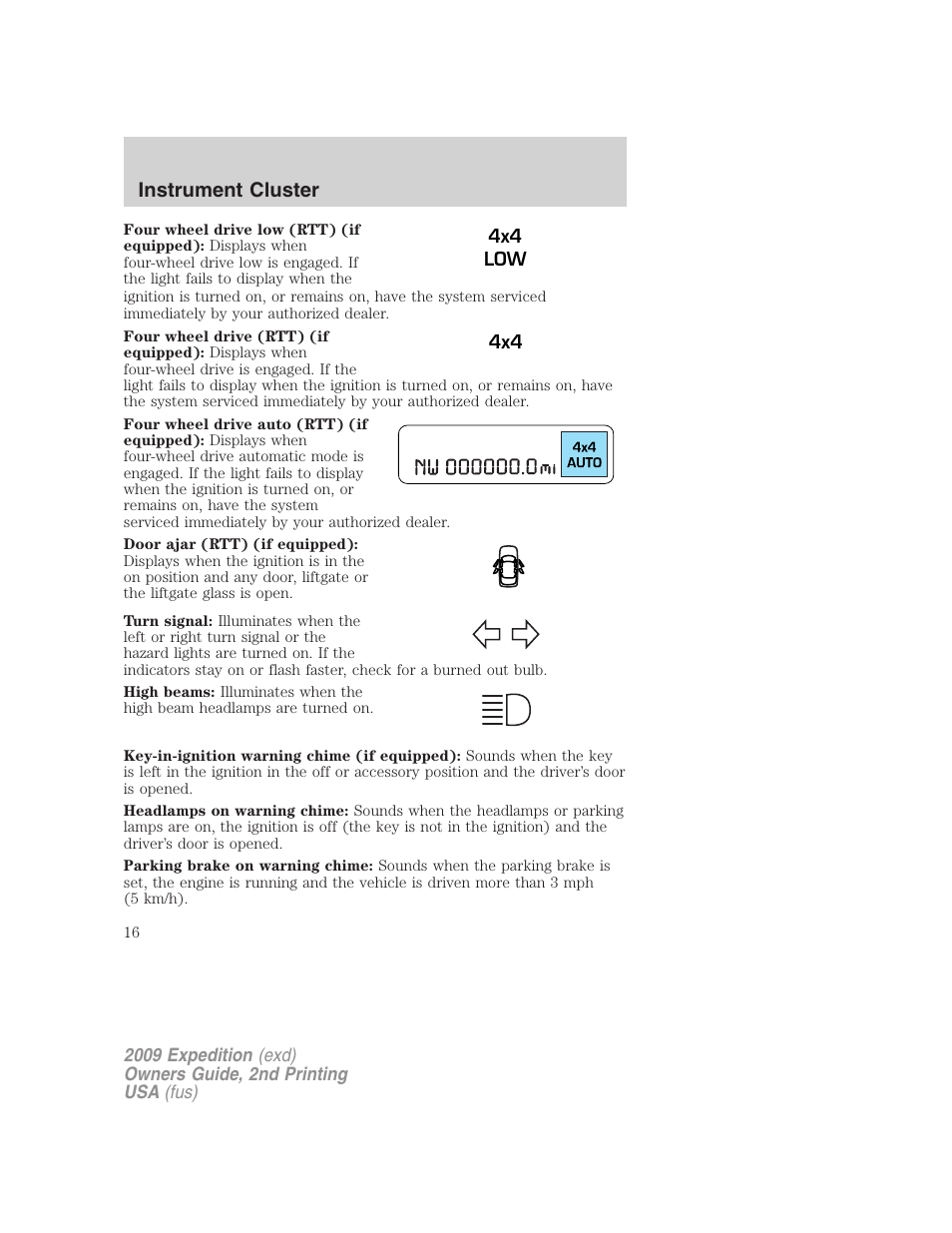 Instrument cluster | FORD 2009 Expedition v.2 User Manual | Page 16 / 415