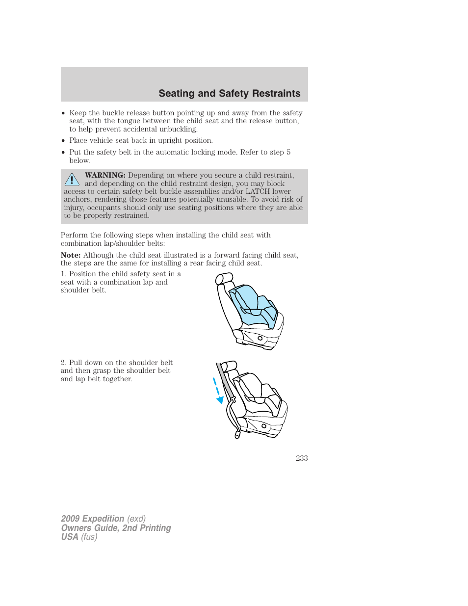 Seating and safety restraints | FORD 2009 Expedition v.2 User Manual | Page 233 / 415