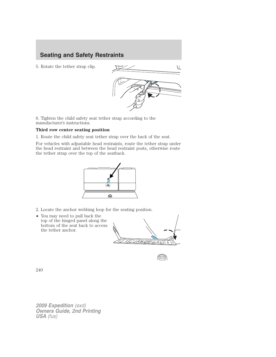 Seating and safety restraints | FORD 2009 Expedition v.2 User Manual | Page 240 / 415