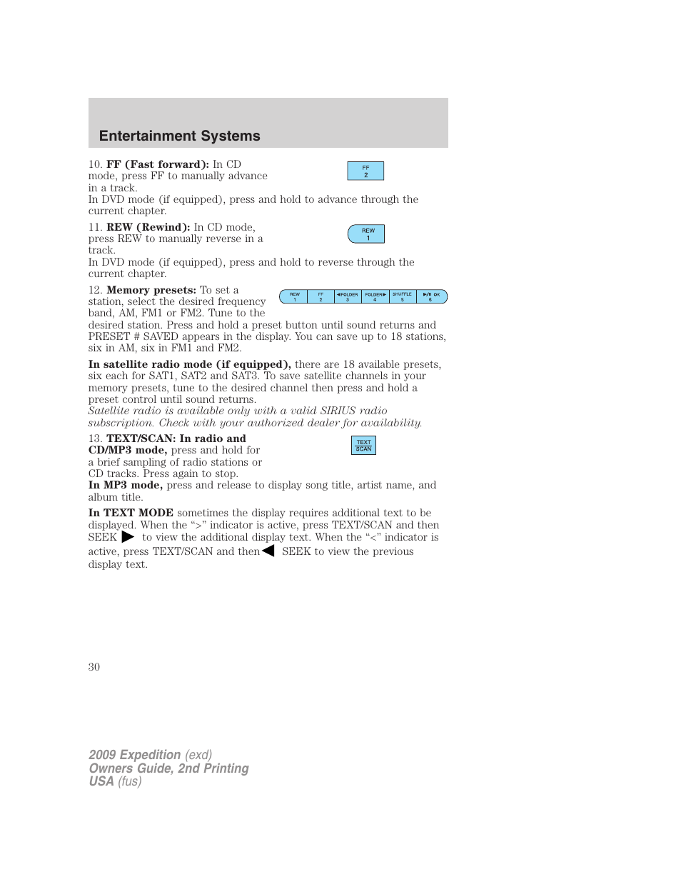Entertainment systems | FORD 2009 Expedition v.2 User Manual | Page 30 / 415