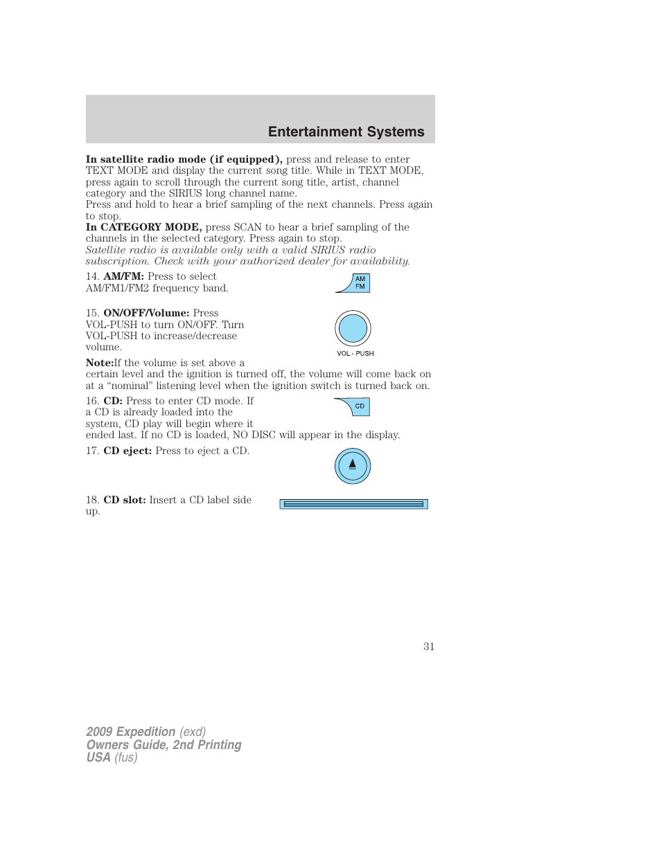 Entertainment systems | FORD 2009 Expedition v.2 User Manual | Page 31 / 415