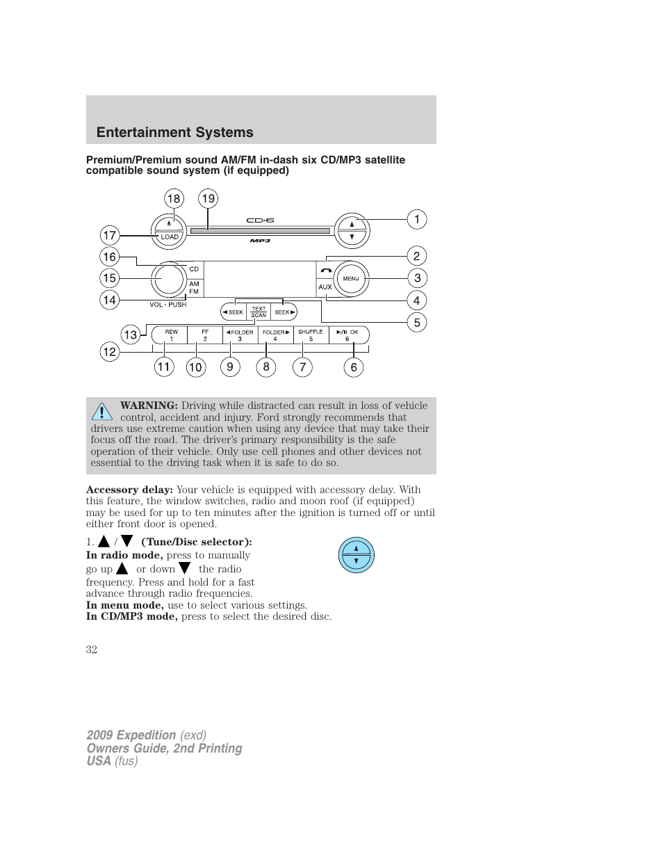 Am/fm stereo with in-dash six cd, Entertainment systems | FORD 2009 Expedition v.2 User Manual | Page 32 / 415
