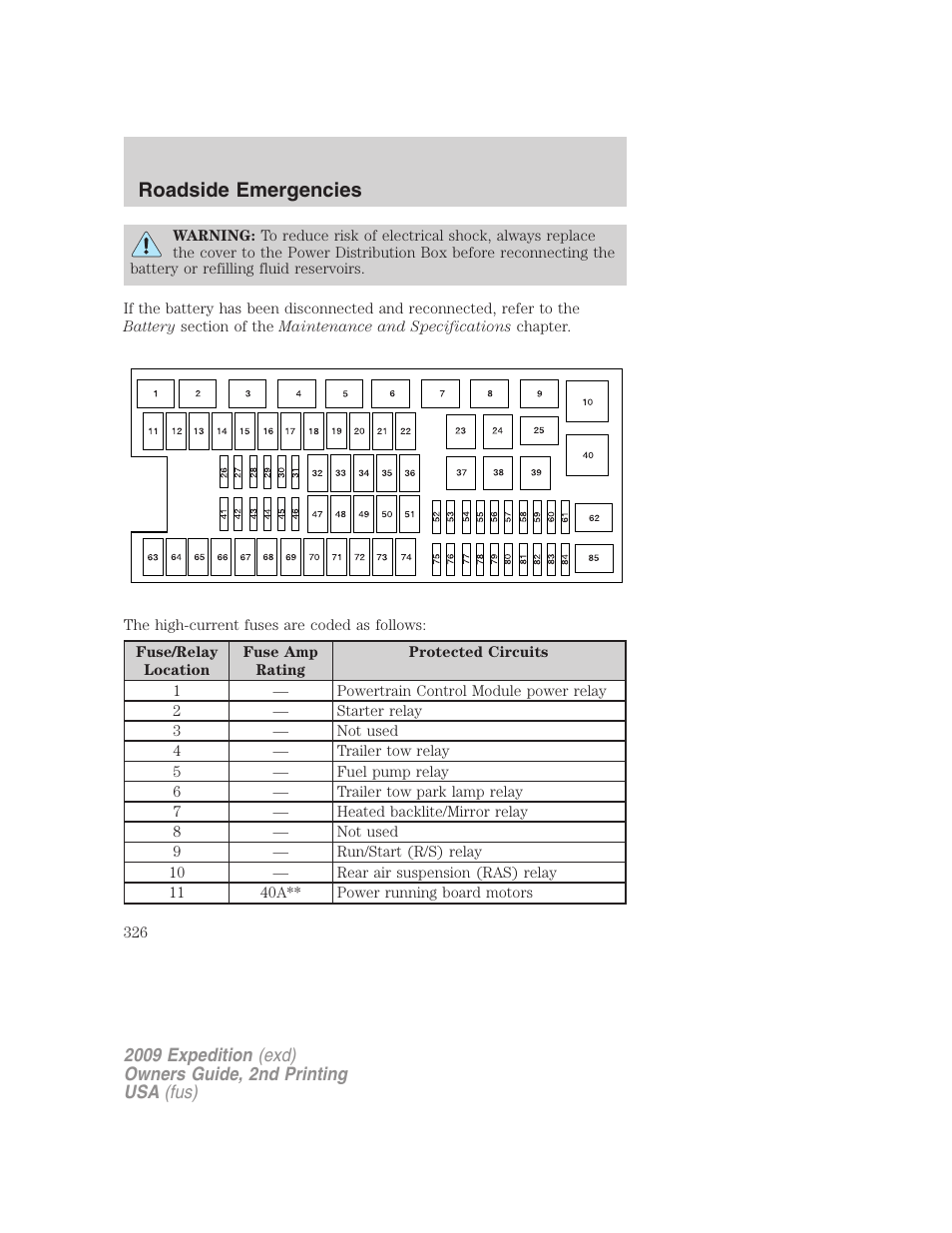 Roadside emergencies | FORD 2009 Expedition v.2 User Manual | Page 326 / 415