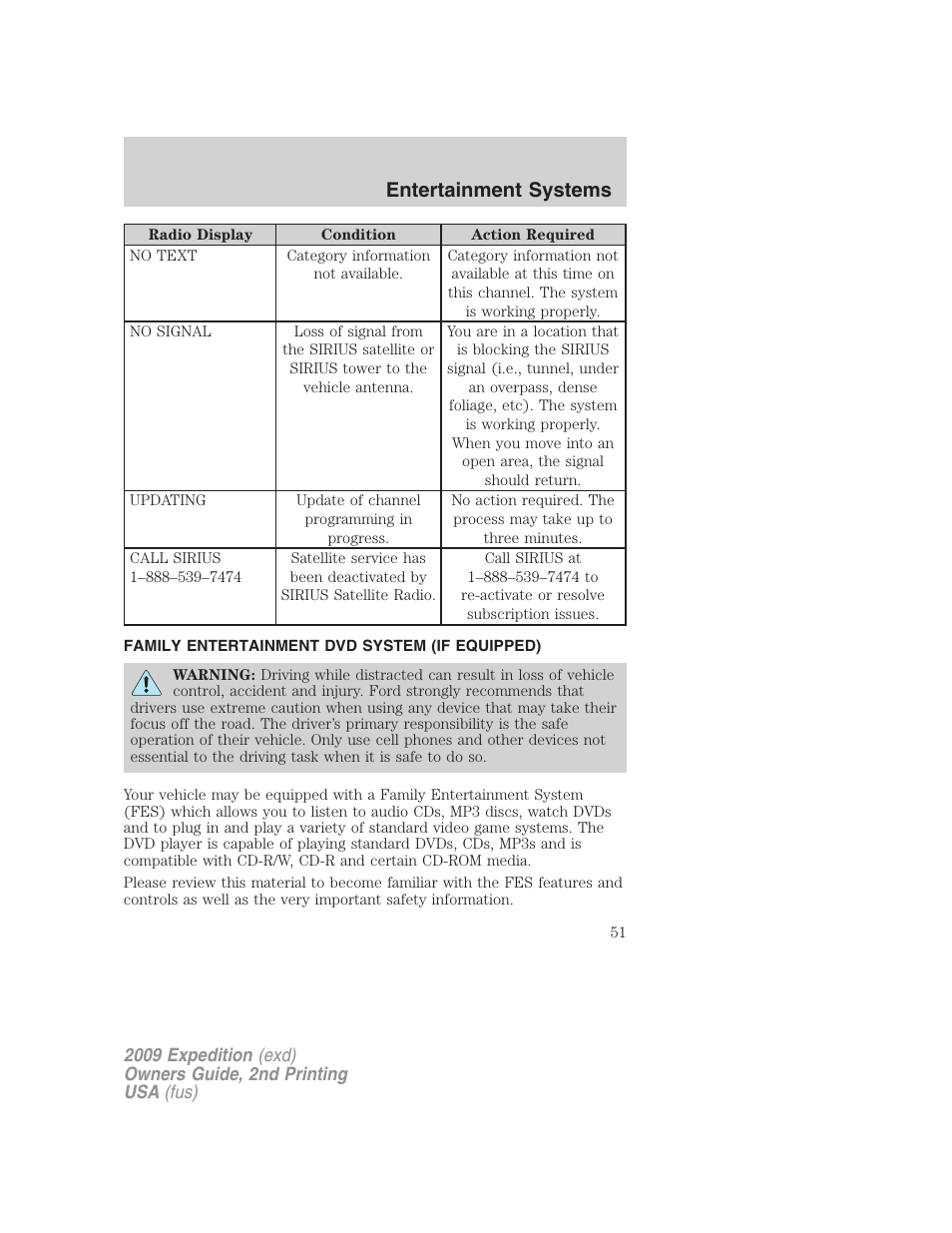 Family entertainment dvd system (if equipped), Family entertainment system, Entertainment systems | FORD 2009 Expedition v.2 User Manual | Page 51 / 415