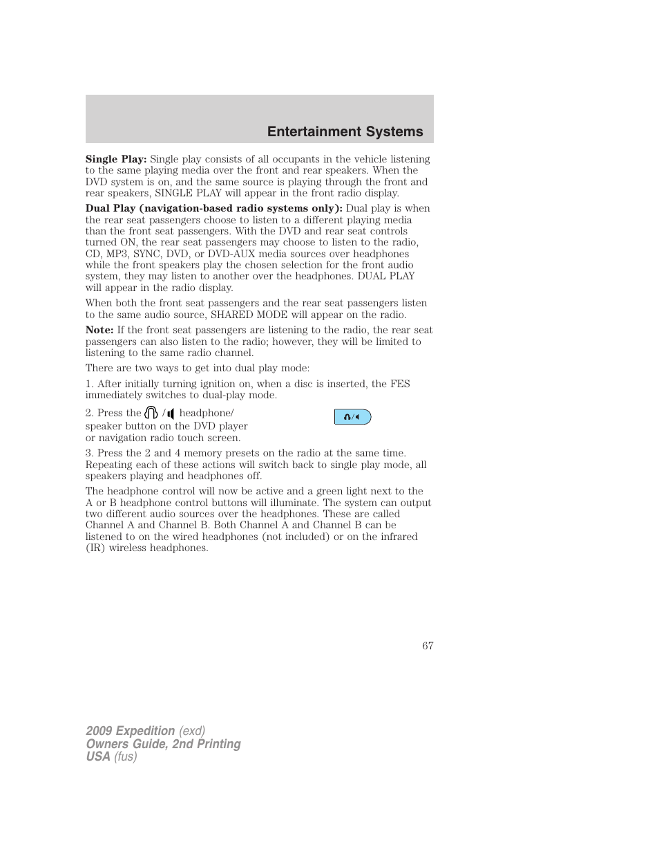 Entertainment systems | FORD 2009 Expedition v.2 User Manual | Page 67 / 415