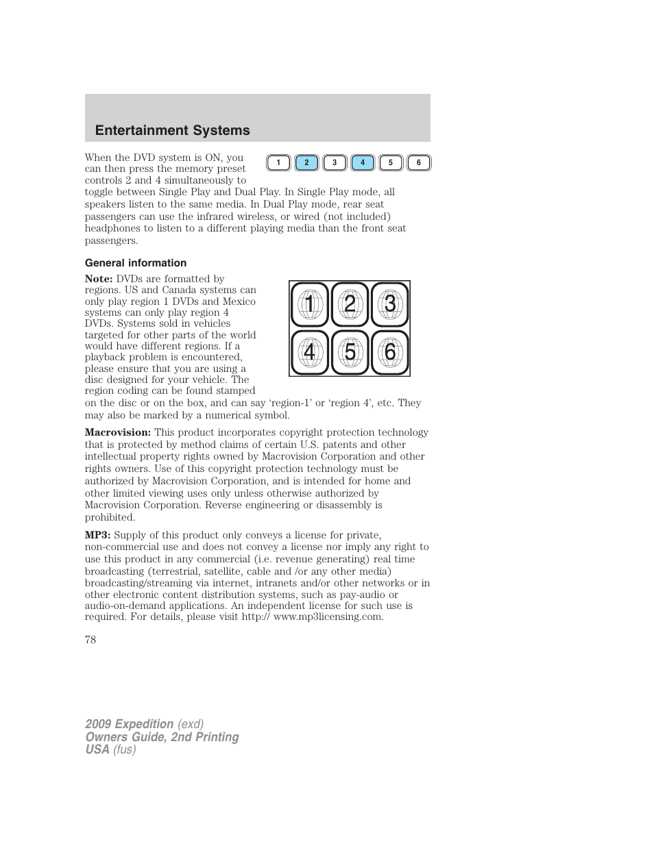 General information, Entertainment systems | FORD 2009 Expedition v.2 User Manual | Page 78 / 415