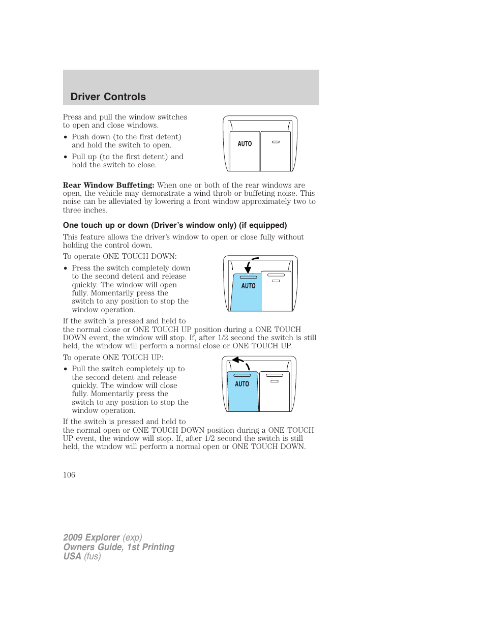 Driver controls | FORD 2009 Explorer v.1 User Manual | Page 106 / 407